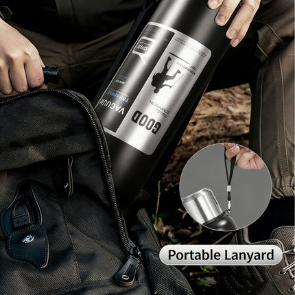 Antibacterial 316 Stainless Steel Vacuum Flask 800ml | Tea Infuser & Insulated Bottle for Hot/Cold Drinks (Black).