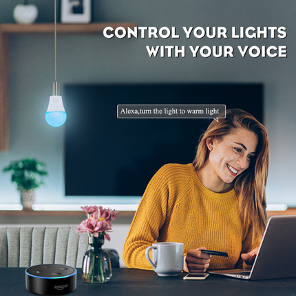 4 Pack Smart Light Bulbs,WiFi & Bluetooth LED Light Bulb That Works with Alexa & Google Home, Color Changing Light Bulb, 9W  E27 2.4Ghz WiFi Light Bulbs Tuya Smart APP.