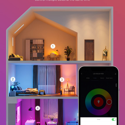4 Pack Smart Light Bulbs,WiFi & Bluetooth LED Light Bulb That Works with Alexa & Google Home, Color Changing Light Bulb, 9W  E27 2.4Ghz WiFi Light Bulbs Tuya Smart APP.