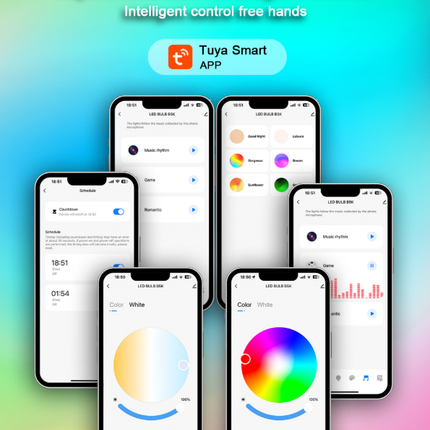 4 Pack Smart Light Bulbs,WiFi & Bluetooth LED Light Bulb That Works with Alexa & Google Home, Color Changing Light Bulb, 9W  E27 2.4Ghz WiFi Light Bulbs Tuya Smart APP.