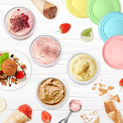 Creami Pints and Lids for Ninja,4 pack Creamy Icecream Containers Cups Jars Tubs Canisters Set,Smoothie Pot Compatible with NC299AMZ & NC300s Series Creamer Ice Cream Maker Machine.