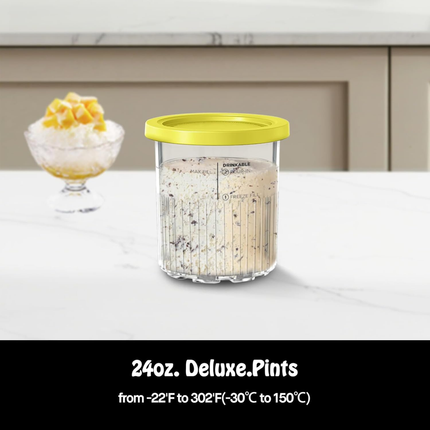 Creami pint ice cream containers and lids for Ninja, 4-piece set of cream ice cream containers/cups/jars/buckets, compatible with NC500/501 series cream ice cream machines..