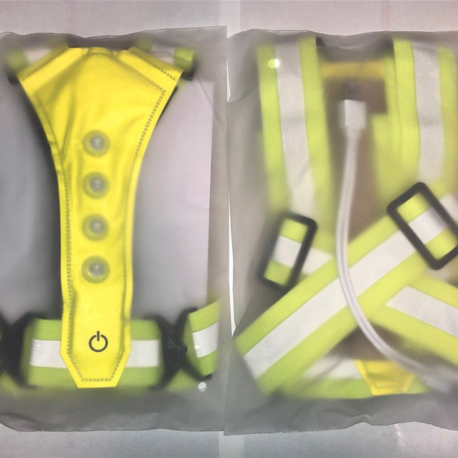 Running Lights - High Quality - LED - USB Rechargeable - Reflective Vest - One Size.