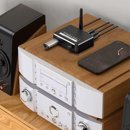 Bluetooth Receiver - Bluetooth Receiver for Audio - BT 5.3 - SPDIF/Optical/RCA Output - B35T - Black.