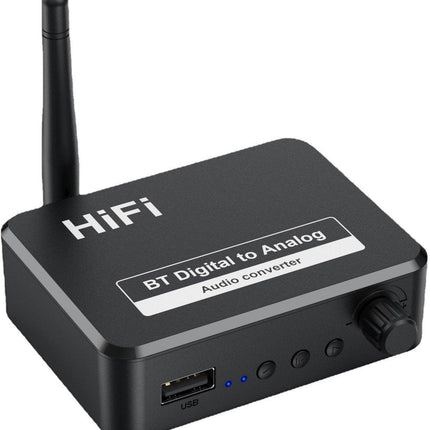Bluetooth Receiver - Bluetooth Receiver for Audio - BT 5.3 - SPDIF/Optical/RCA Output - B35T - Black.