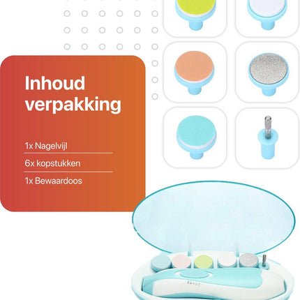 Smart-Tech Baby Electric Nail Files - Baby Nail Care - LED - Baby Nail Files - Blauw.