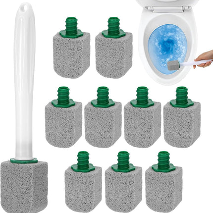 Toilet pumice stone - 10 pieces - Replaceable - Pumice stone stick - Descaler - With handle.