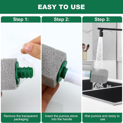 Toilet pumice stone - 10 pieces - Replaceable - Pumice stone stick - Descaler - With handle.