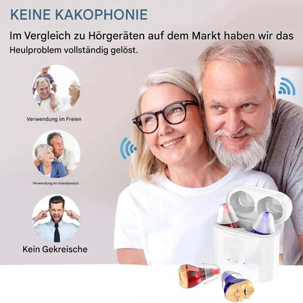 Hearing aids, wireless charging hearing aids, hearing aids with magnetic charging case, dual-channel digital in-ear hearing aids with noise reduction..