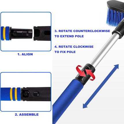 Extendable ice scraper with snow brush - Extra long handle - Telescopic handle - Ice scraper - Snow brush - Car ice scraper - Car window scraper - Snow scraper - Window scraper.
