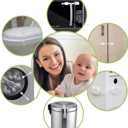 Mogi Products - Child Locks - 10 Pieces - For Cabinets and Drawers - Cabinet Safety - Safety Locks - Adhesive.