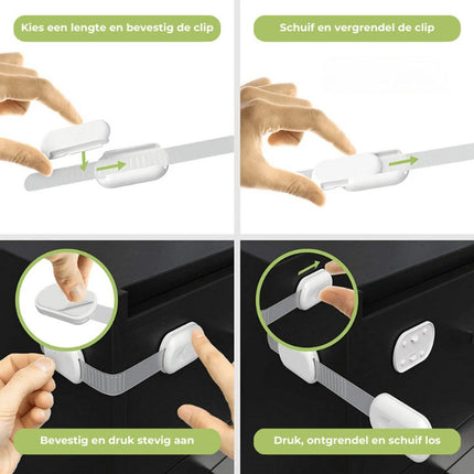 Mogi Products - Child Locks - 10 Pieces - For Cabinets and Drawers - Cabinet Safety - Safety Locks - Adhesive.