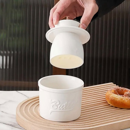 Wit Butter Dish - Butter Dish - Water-Cooled Butter Dish with Water Line - Ceramic Butter Dome for Spreading Butter - Christmas Gift for the Kitchen - Kitchen Baby Clothing Accessories - Kitchen Tools.