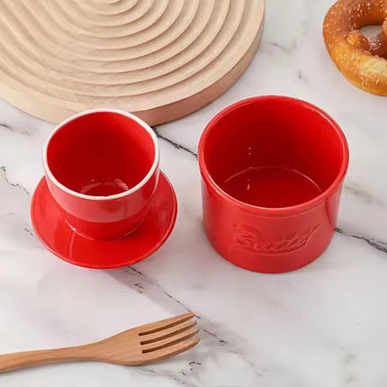 Red Butter Dish - Butter Dish - Water-Cooled Butter Dish with Water Line - Ceramic Butter Dome for Spreading Butter - Christmas Gift for the Kitchen - Kitchen Baby Clothing Accessories - Kitchen Tools.