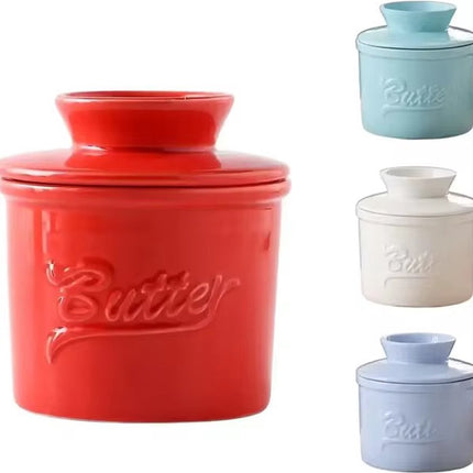 Red Butter Dish - Butter Dish - Water-Cooled Butter Dish with Water Line - Ceramic Butter Dome for Spreading Butter - Christmas Gift for the Kitchen - Kitchen Baby Clothing Accessories - Kitchen Tools.