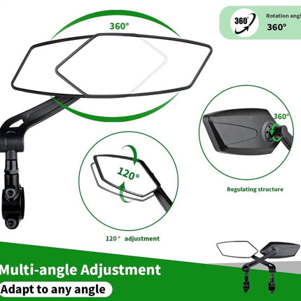 Electric bike rearview mirror, ideal for Father's Day, 360° rotating, compatible with almost all bikes, Allen key included..