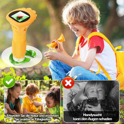 Children's Microscope - Portable Children's Microscope - 0-inch Screen - Digital Microscope - 200x Magnification - USB to PC Port - Pocket Size - Yellow.