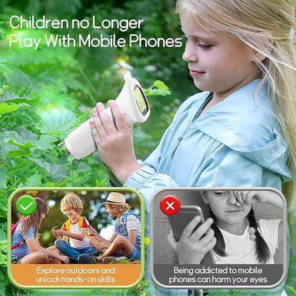 Children's Microscope - Portable Children's Microscope - 0 Screen - Digital Microscope - 200x Magnification - USB Port for PC - Pocket Size - Brown.
