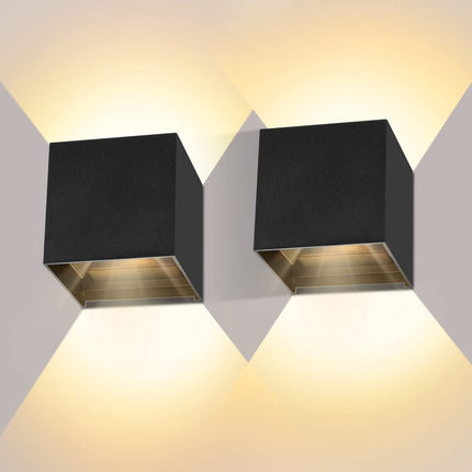 Wall light - cube lamp - Outdoor lamp - for indoor and outdoor use - black - industrial - LED lamp - 10×10 cm - 12 watt.