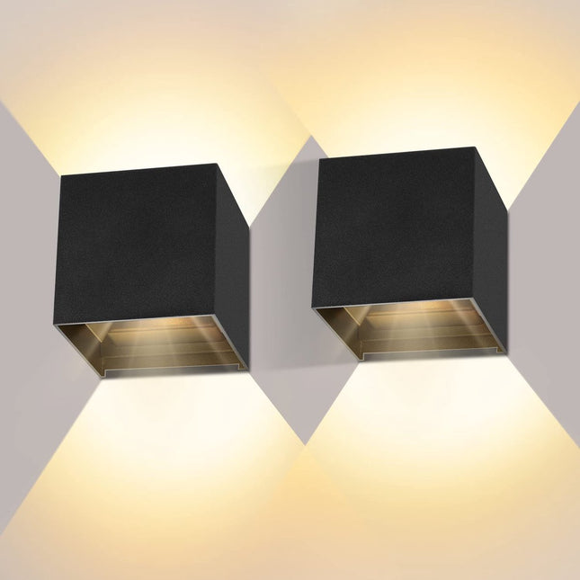Wall light - cube lamp - Outdoor lamp - for indoor and outdoor use - black - industrial - LED lamp - 10×10 cm - 12 watt.