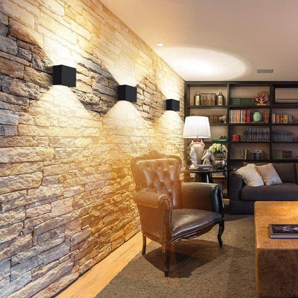 Wall light - cube lamp - Outdoor lamp - for indoor and outdoor use - black - industrial - LED lamp - 10×10 cm - 12 watt.