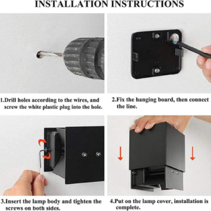 Wall light - cube lamp - Outdoor lamp - for indoor and outdoor use - black - industrial - LED lamp - 10×10 cm - 12 watt.