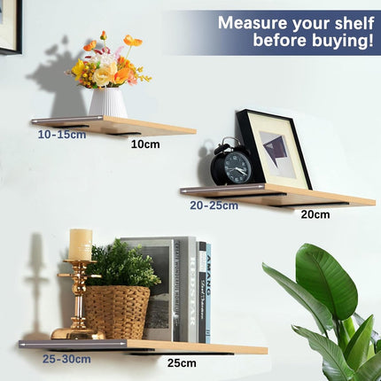 2 pieces - Support frame - Wall bracket - Metal shelf brackets - Floating shelf bracket - Stainless steel bracket - Shelf brackets with thick screws - Furniture accessories - Black - 150 mm.