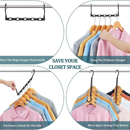 Magic Pendants 6-Piece Set - Space-Saving Hangers - Space-Saving Pendant Organizer for Closet - Multi-Pendant Holder - Sturdy Plastic - 360-Degree Rotation.