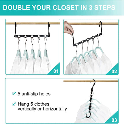 Magic Pendants 6-Piece Set - Space-Saving Hangers - Space-Saving Pendant Organizer for Closet - Multi-Pendant Holder - Sturdy Plastic - 360-Degree Rotation.