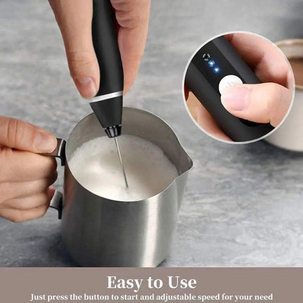 2-in-1 Electric Coffee Frother, USB Rechargeable, Egg Beater, Keep Mixer, Black.