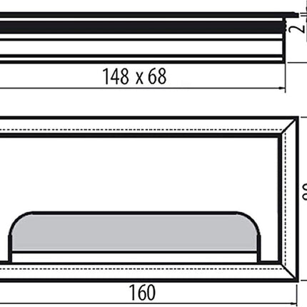 Noble Cable Grommet - Black Aluminum - Rectangle - Desk Cable Tray - Cable Hole with Brush Closure - Cable Organizer - Cable Cover - 16 x 8 cm - Matte Black.