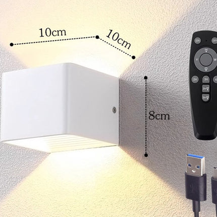Rechargeable wall light with remote control - 5W - Three lighting colors - Adjustable intensity - Night light - Wireless - Battery operated - Suitable for indoor and outdoor use - Wit.