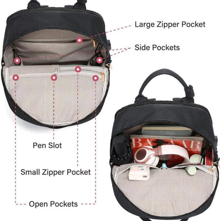 Backpack - Backpack - Ladies - Girls - Women - Laptop - Schoolbag - Work - School - Waterproof - USB - Black.