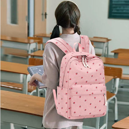 3 PCS Women's Backpack - Backpacks - Girl's Backpack - School Backpack for Teenage Girls - School Bag - Corduroy - Laptop Bag - Women's Travel Backpack - Pink.