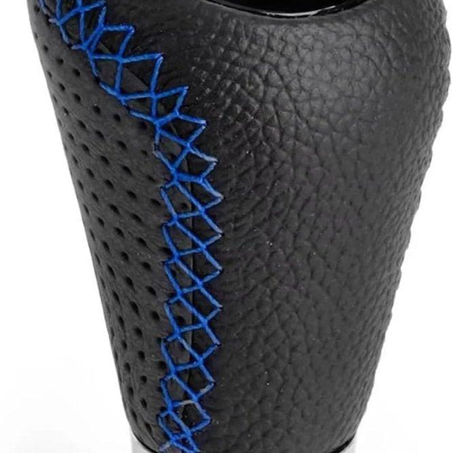 Gear shift lever - Manual gear shift lever - 5-speed transmission - Gear shift lever - Manual transmission - Black leather stitching - Universal gear shift lever (blue).