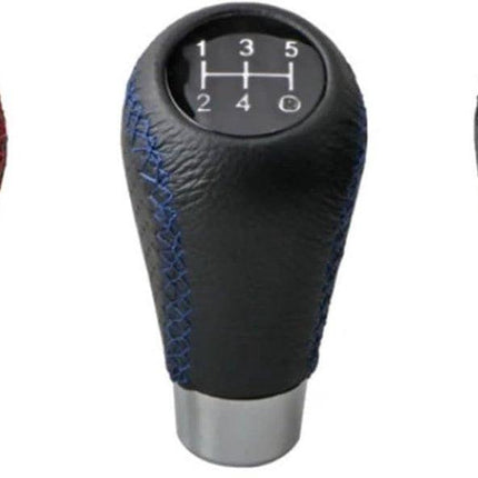 Gear shift lever - Manual gear shift lever - 5-speed transmission - Gear shift lever - Manual transmission - Black leather stitching - Universal gear shift lever (blue).