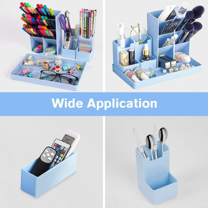 Pencil Case - 13 Compartments - Pen Holder - Desk Organizer - Pencil Holder - Desk Organizer - Pen Case - Plastic - Removable - Storage System - Mail Tray - Office Baby Clothing Accessories - Blue.