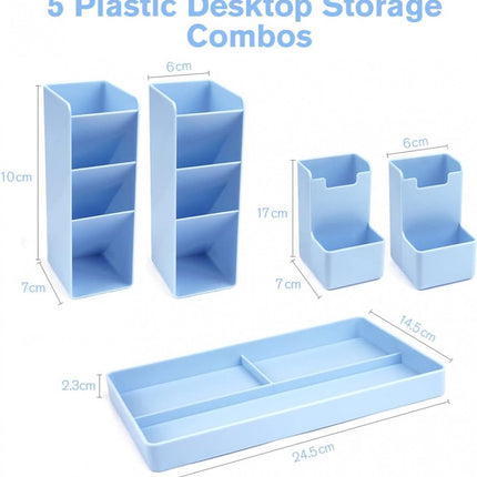 Pencil Case - 13 Compartments - Pen Holder - Desk Organizer - Pencil Holder - Desk Organizer - Pen Case - Plastic - Removable - Storage System - Mail Tray - Office Baby Clothing Accessories - Blue.