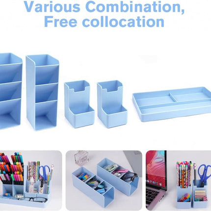 Pencil Case - 13 Compartments - Pen Holder - Desk Organizer - Pencil Holder - Desk Organizer - Pen Case - Plastic - Removable - Storage System - Mail Tray - Office Baby Clothing Accessories - Blue.