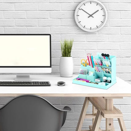 Pencil case - 13 compartments - Pencil holder - Desk organizer - Pencil holder - Desk organizer - Pen case - Plastic - Removable - Storage system - Mail tray - Office baby clothing accessories - Green.