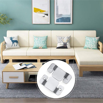 4-Piece Sectional Sofa Connectors, Furniture Connectors, Premium Metal Sofa Connector with Screws, Suitable for Two-Seater Sofas (Silver) - Cabinet Brackets.
