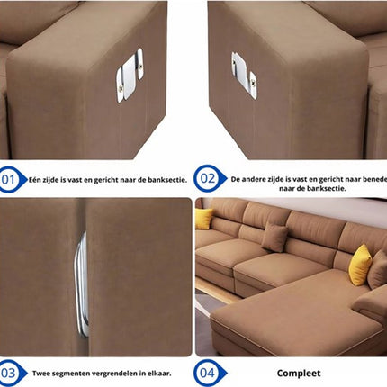 4-Piece Sectional Sofa Connectors, Furniture Connectors, Premium Metal Sofa Connector with Screws, Suitable for Two-Seater Sofas (Silver) - Cabinet Brackets.