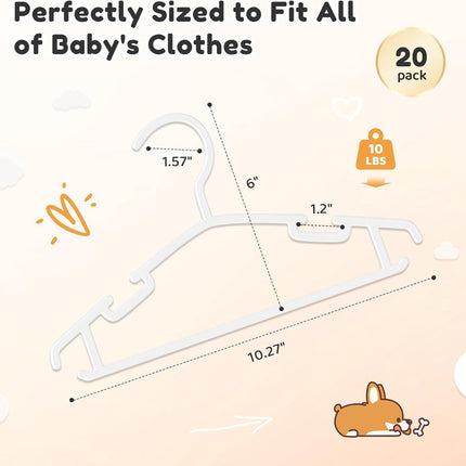 Hangers - Hangers - Children's Hangers - Baby Hangers - Plastic Hangers for Children - Baby Wardrobe Hangers - 20 Non-Slip Toddler Hangers - For Baby Clothes, Pants, Jackets, Dresses - Wit.