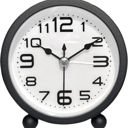 Wekker, analog, silent, no ticking, metal, black, large digits, silent night clock, quartz movement, sweep frequency, battery operated, portable alarm clock for bedroom, living room.