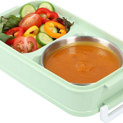 Green Lunch Box with Soup Bowl - Bento Box - Adult Lunch Box - Meal Boxes - Children's Lunch Box - Lunch Box with Compartments - Airtight and Leakproof - BPA-Free.