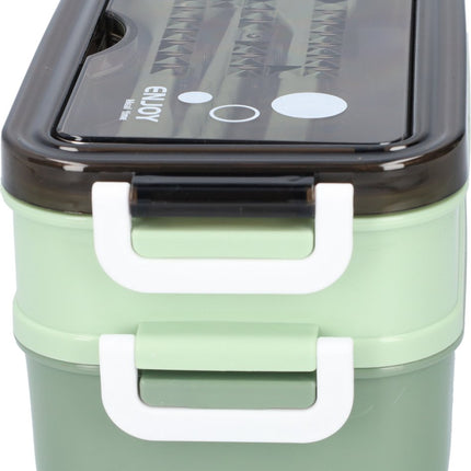 Green Lunch Box with Soup Bowl - Bento Box - Adult Lunch Box - Meal Boxes - Children's Lunch Box - Lunch Box with Compartments - Airtight and Leakproof - BPA-Free.
