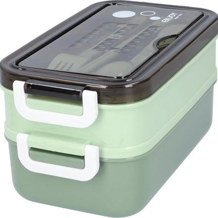 Green Lunch Box with Soup Bowl - Bento Box - Adult Lunch Box - Meal Boxes - Children's Lunch Box - Lunch Box with Compartments - Airtight and Leakproof - BPA-Free.