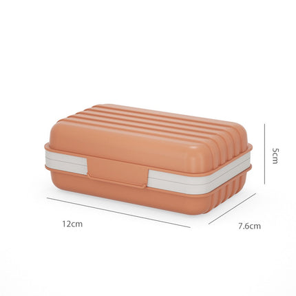 Set of 2 soap dishes with lids, portable soap holder, baby bathroom accessories, travel toiletries, for holidays and trips, 12 x 7.6 x 5 cm, white, orange, PP.