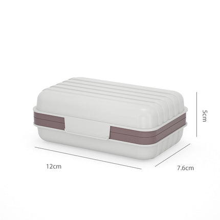 Set of 2 soap dishes with lids, portable soap holder, baby bathroom accessories, travel toiletries, for holidays and trips, 12 x 7.6 x 5 cm, white, orange, PP.