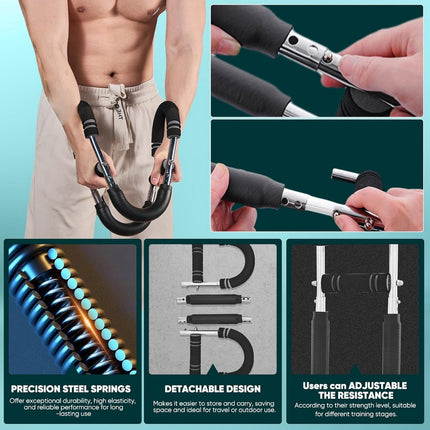 Arm Trainer - U-Shaped Twister - Adjustable Chest Enlarger with 3 Resistance Levels - Detachable Fitness Chest Enlarger - Portable Arm, Chest, and Shoulder Trainer.